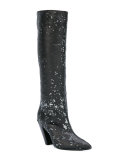 sequined knee high boots