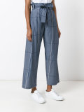 plaid wide-legged cropped trousers