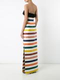 striped strapless gown