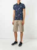 paisley print, short sleeve polo shirt