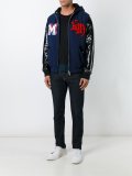 patch detailing hooded bomber jacket