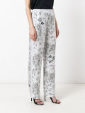 wide-leg floral trousers