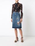 bird patches denim skirt