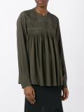 pleated panel longsleveed blouse
