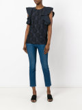 ruffled sleeves dots blouse
