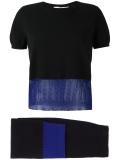 layered knit top and skirt two piece set