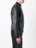 lapel-less streamlined biker jacket