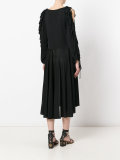 ruffled sleeve midi dress