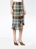 sequin embellished check skirt