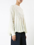 ruffled semi-sheer blouse