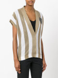 short sleeve stripe cardigan