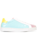 block colour lace-up sneakers