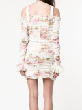 floral print ruched mini dress 