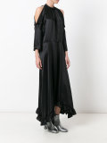 frill hem cold-shoulder dress