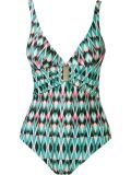 open back embellished print swimsuit