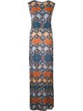 abstract print crew neck gown