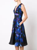 deep V-neck flared dress