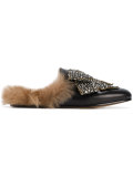 Embellished Fox Fur Lined Loafers