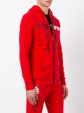 logo print zipped hoodie
