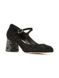 jacquard embellished heel mary janes