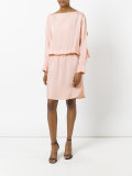boat neck flared dress