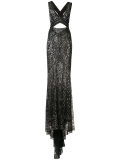 crossed back embroidered gown
