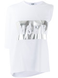 metallic logo asymmetric T-shirt