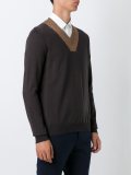 contrast v-neck jumper