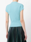 ribbed knit polo top