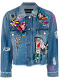 embellished apliques cropped denim jacket