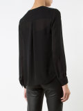 sheer ruffle front blouse