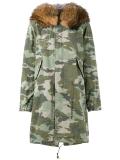 fur-trimmed camouflage parka