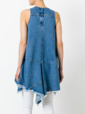 pleated trim denim top 