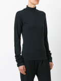 high-neck elongated sleeve top