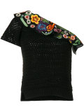 embroidered one shoulder top