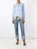 floral motif embroidered patches top