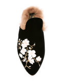 floral embroidered slippers