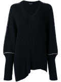 long cuff contrast stitch sweater