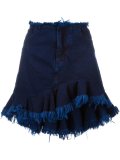 frayed frill hem denim skirt