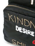 embroidered words backpack