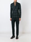 plaid double breasted blazer