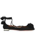 pompom lace-up ballerinas