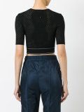 logo sheer cropped top