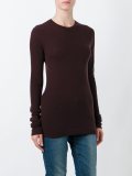 fine rib knit long sleeve sweater
