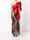 one shoulder floral gown