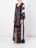 蕾丝缝饰条纹连衣裙式晚礼服
