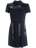 sheer panel pleated dress