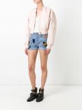 patched denim shorts