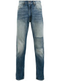 patchwork detail tapered jeans