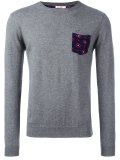 crew neck printed pocket jumper